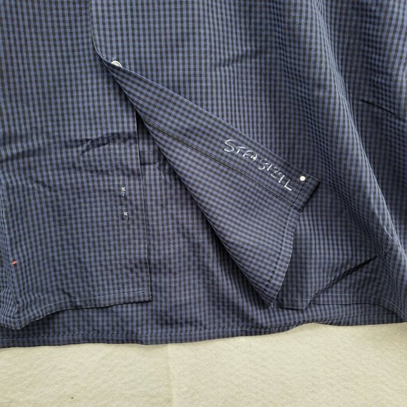 IZOD Shirt Men's Long Sleeve Casual Button Up Checkered Oxford Blue Large - Picture 8 of 12